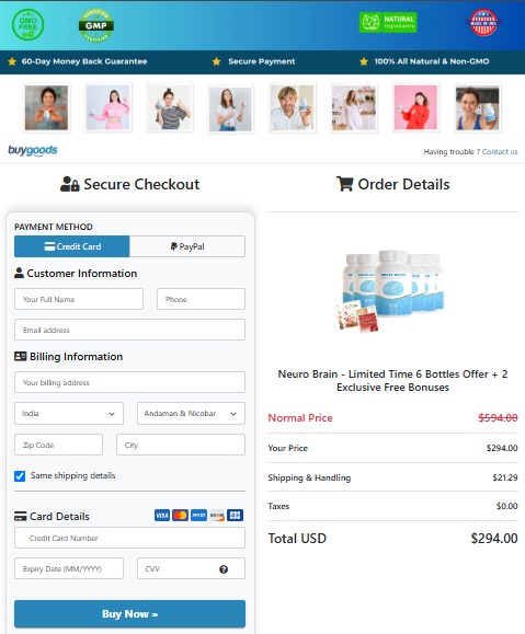 Neuro Brain Order Page